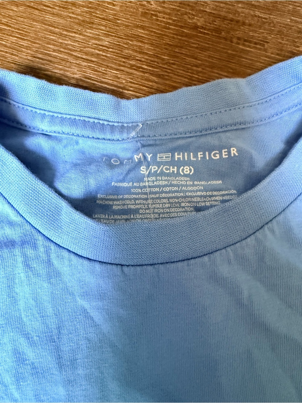 Tommy Hilfiger Men’s Sky Blue Crew Neck Tee Sz 8 #0037 - Picture 3 of 4